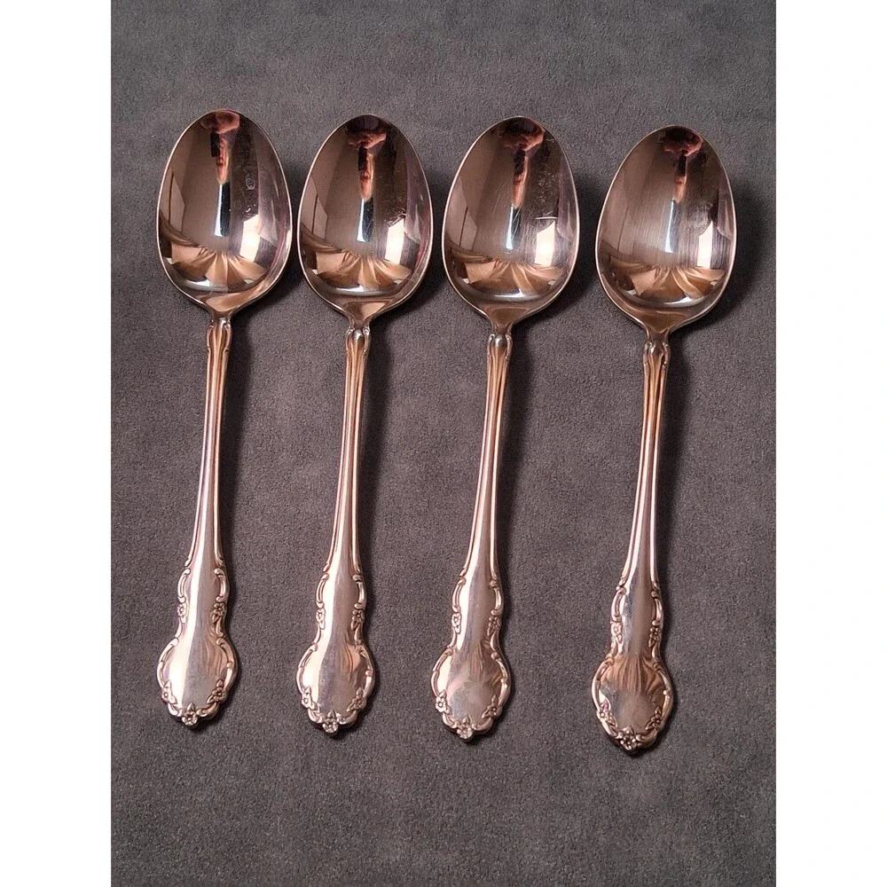 Oneida Cube Tennyson Place Oval Soup Spoons (4)